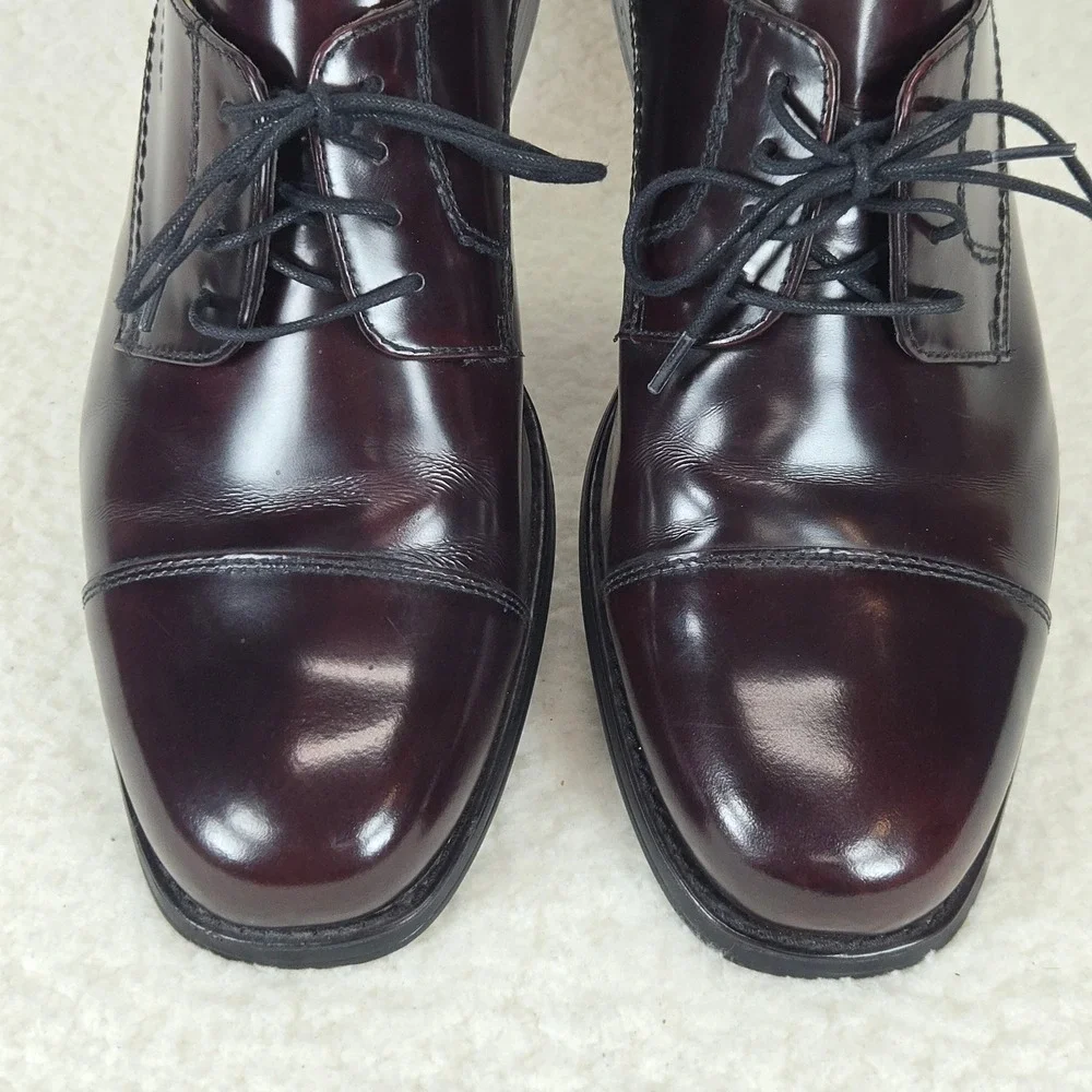 Johnston & Murphy Atchison Cap Toe Oxford Men's 10M Burgundy Leather Dress Shoes